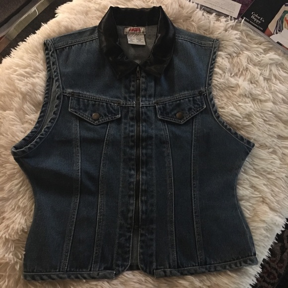 ATLAST & Co-Denim vest, blk/satin collar, SzM.👖👛 - Picture 3 of 9